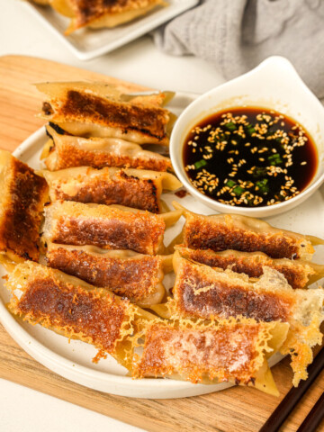 Crispy homemade pork and cabbage potstickers