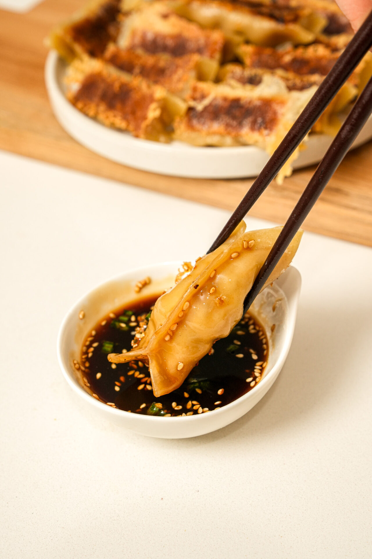 Crispy homemade pork and cabbage potstickers