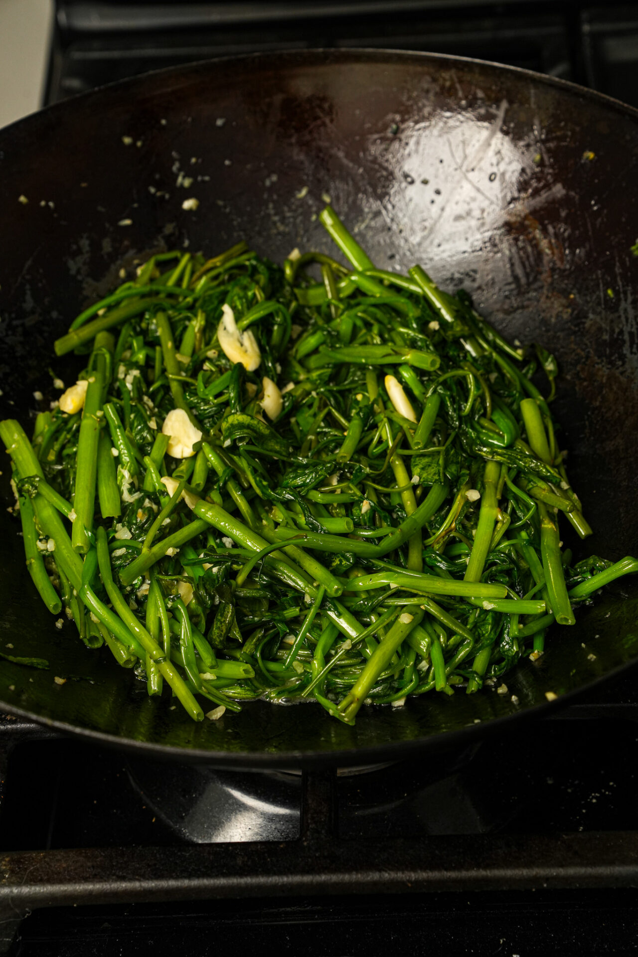 Stir Fried Morning Glory with 10 Clove Garlic
