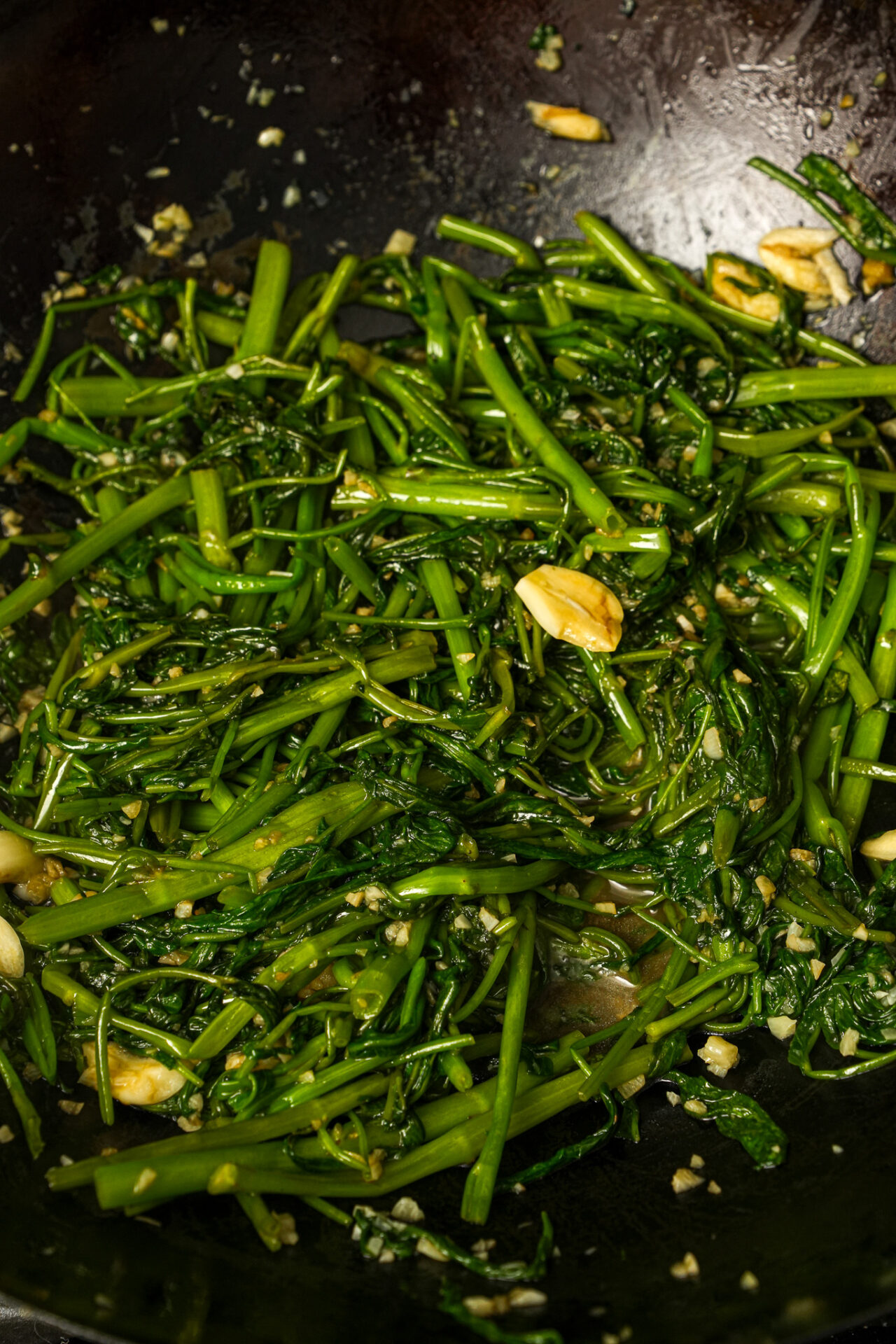 Stir Fried Morning Glory with 10 Clove Garlic