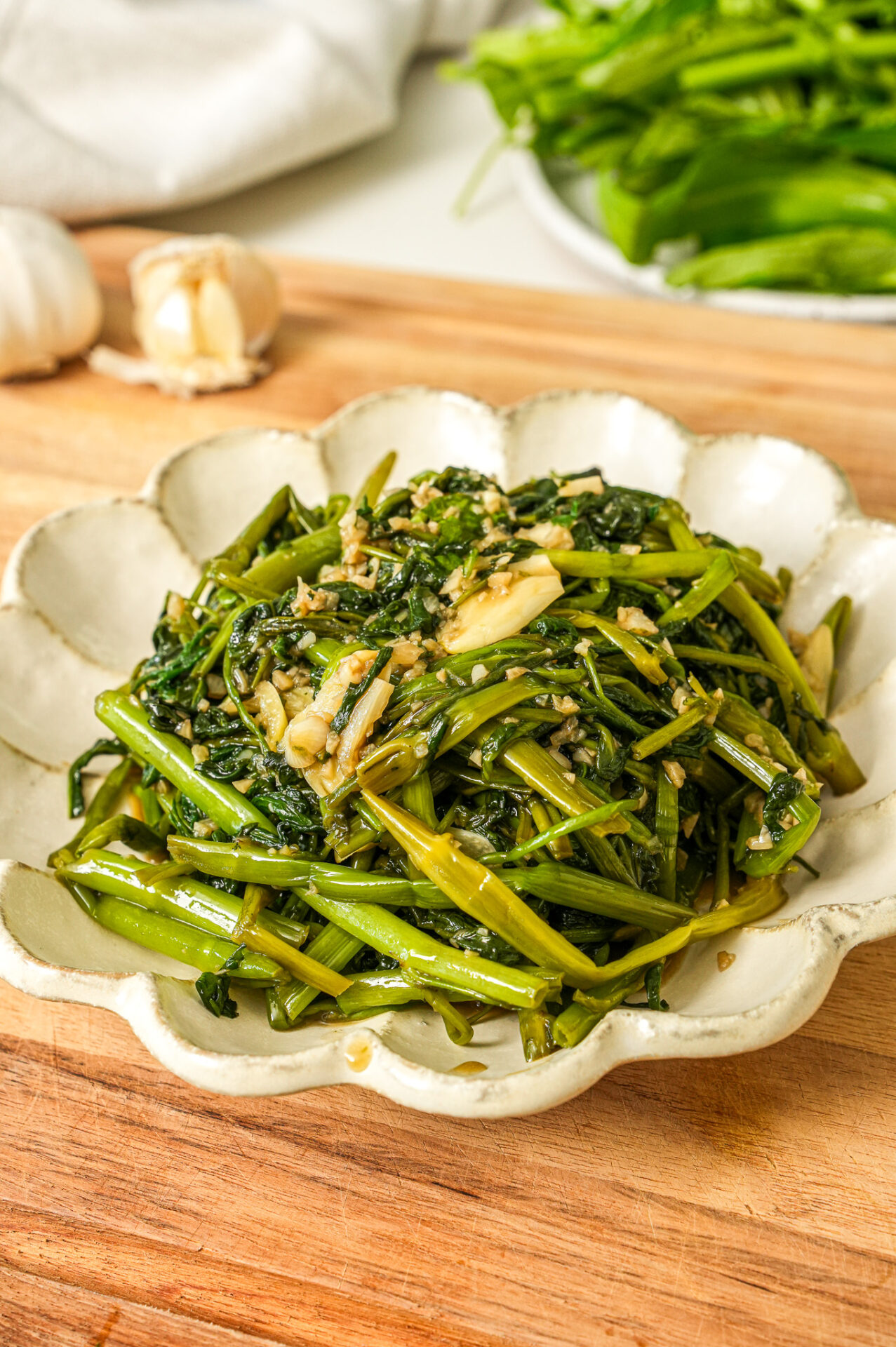 Stir Fried Morning Glory with 10 Clove Garlic